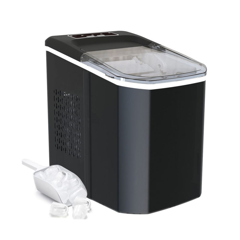 TOXIYA Ice-Maker Counter-Top Ice Maker Machine 8 Mins 9 Bullet Ice - Silver / Black