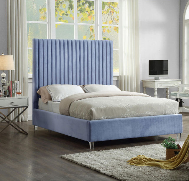 Mendora Sleigh Bed Double -Light Blue