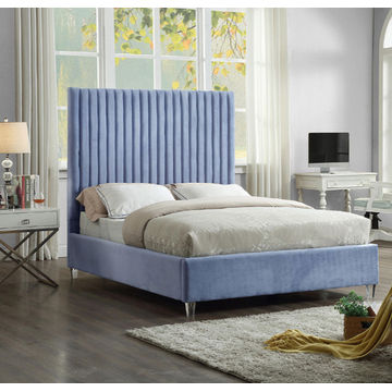 Mendora Sleigh Bed Double -Light Blue