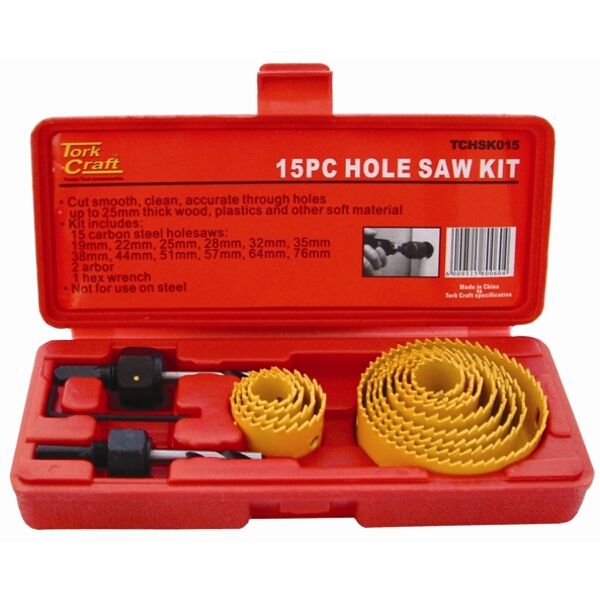 Hole Saw Set 15Pce In Case Carbon Steel