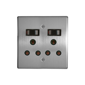 Classic Sockets 4 x 4 2 x 16A Switched Sockets Silver