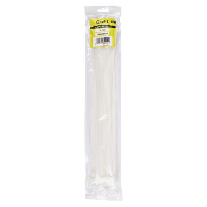 Bulk Pack x 5 Nexus - 20 Clear Cable Ties - 7.2 x 40cm