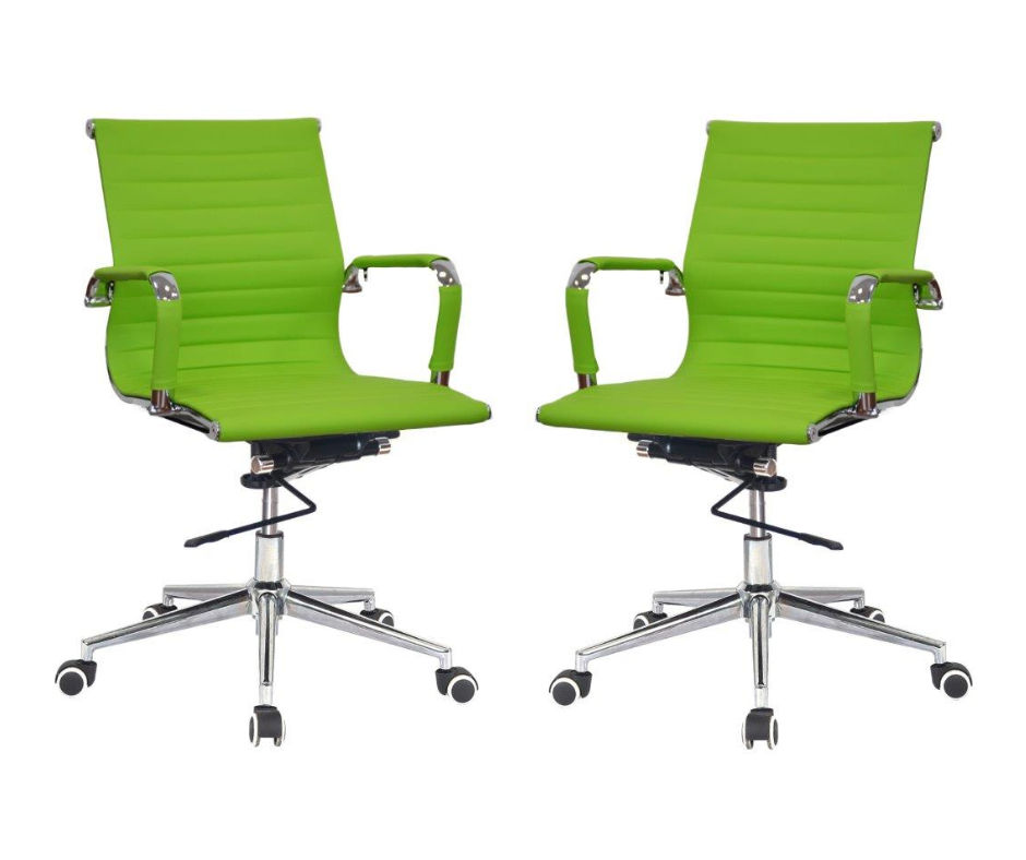 TOCC Ribbed Medium Back Office Chair Set of 2 - Green