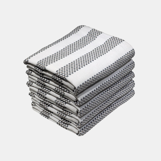 Bunty's Kitchen Towel - Design 2572 - 045x072cms - (05 Pc Pack) - Stripes - Steel Gray