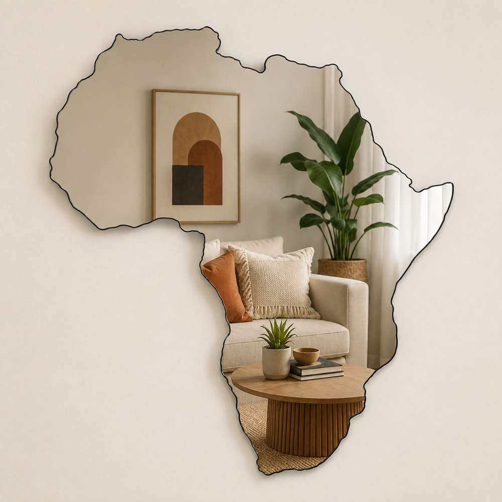 Luxury Frameless Designer Mirror - Africa Map Mirror: 1050mmX744mm