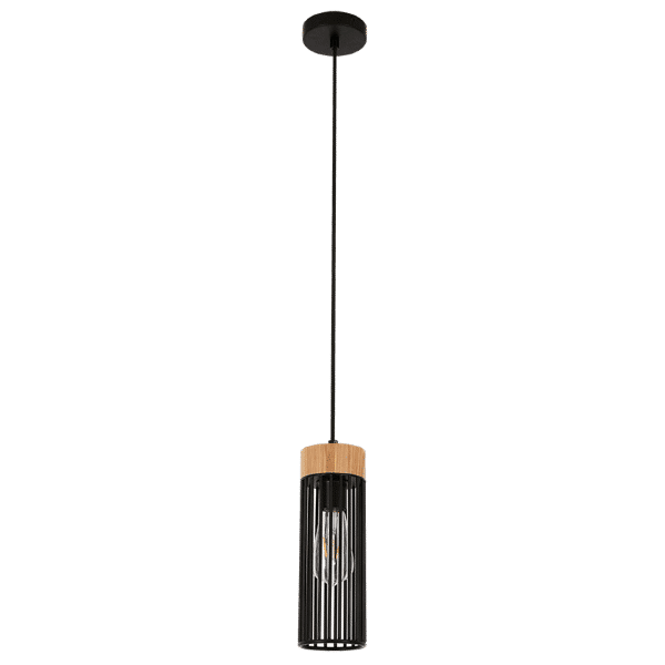 Zebbies Lighting Archer Black and Wood Pendant