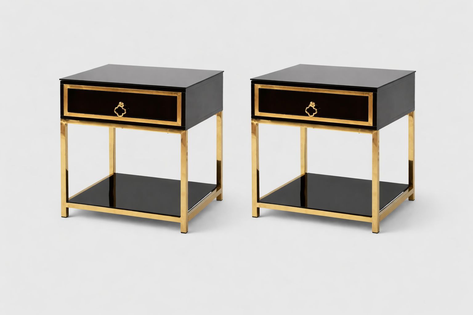 Plush “Midnight & Marigold” Bedside Tables