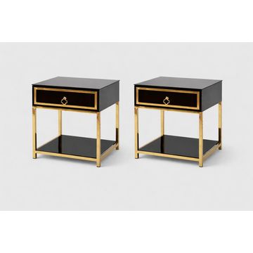 Plush “Midnight & Marigold” Bedside Tables
