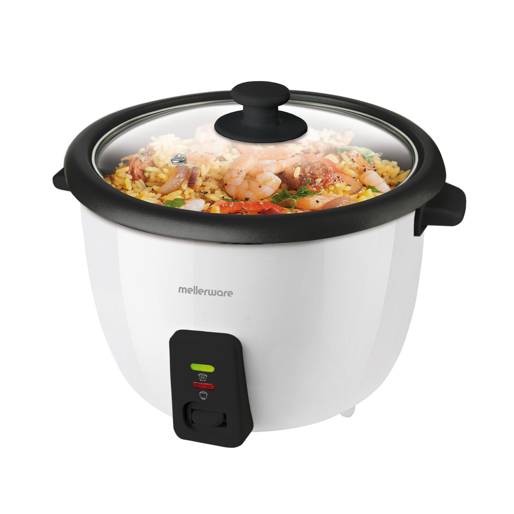 Mellerware Rice Cooker With Glass Lid Plastic White 600ml 300W 