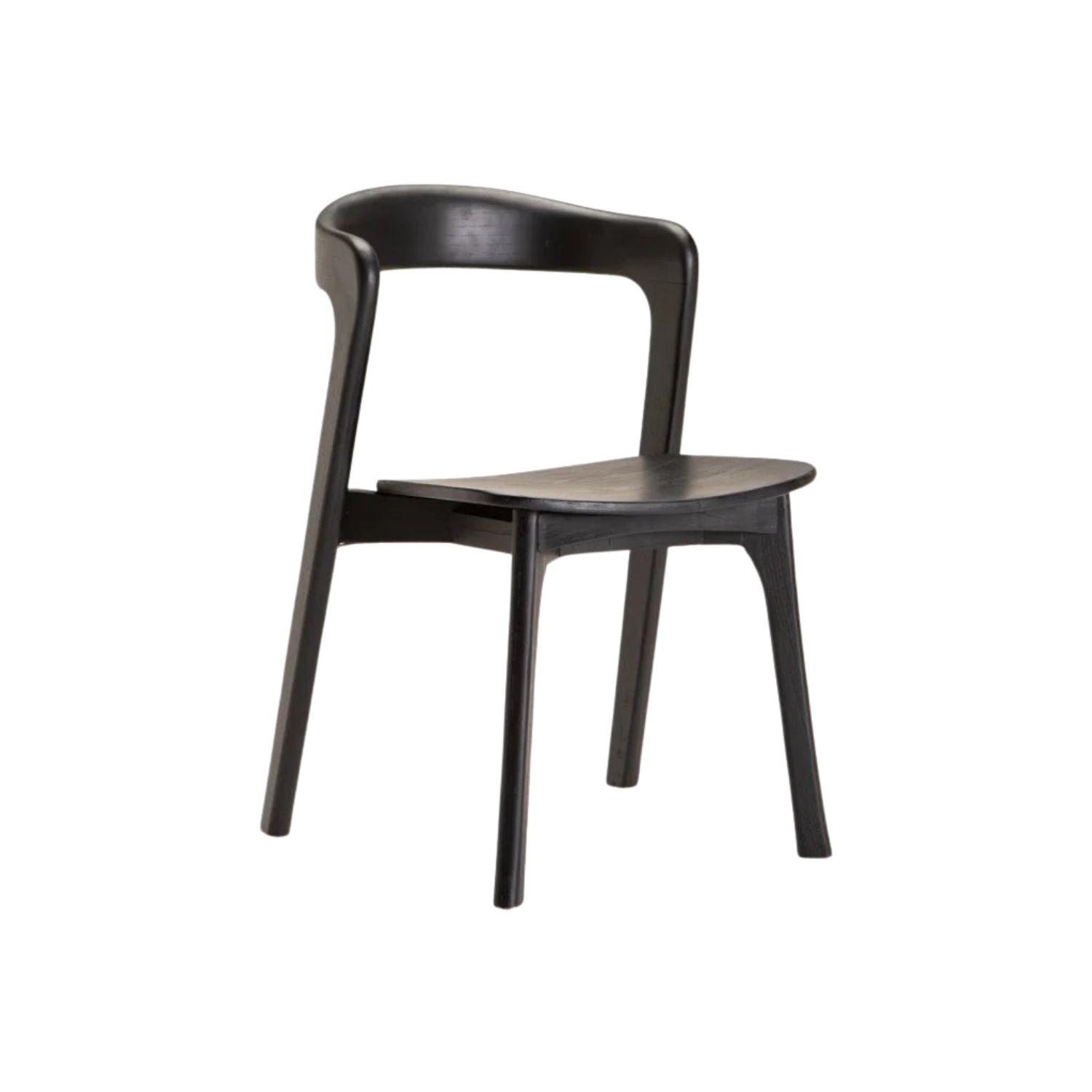 Solid Elm Wood Dining Chair - Black