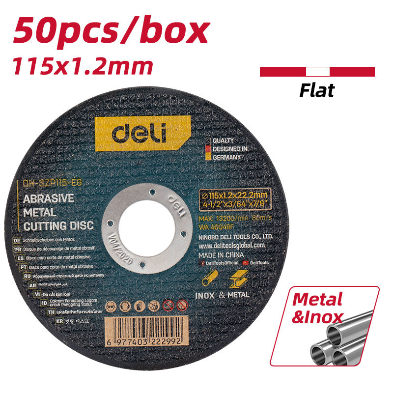 Deli Abrasive Metal Cutting Disc 50pcs 115x1.2x22.2mm