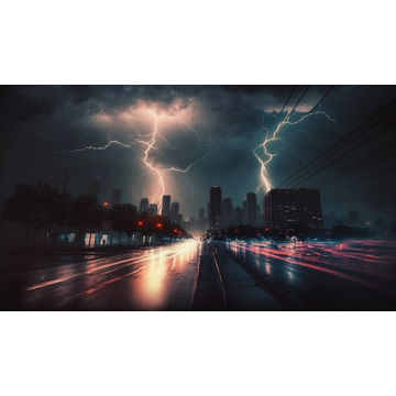 Canvas Wall Art - Canvas Wall Art- City Lightning with Clouds - B1180 - [120 x 80 cm]