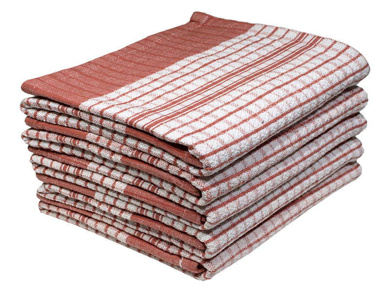 Multipurpose, Easy Fit, Absorbent Kitchen Towel - Design 2576 - 050x078cms - (05 Pc Pack) - Small Checks - Pureed Pumkin