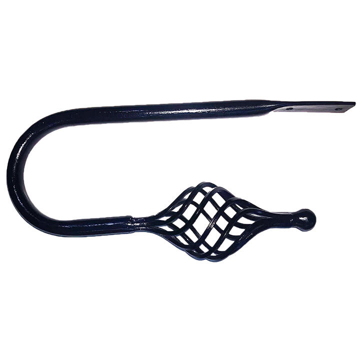 Matoc Designs Metal Curved Tieback arm with Multibasket -Black -(Pack of 2)