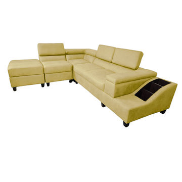 Phoebe L Shape Corner Sofa - Faux Leather-Cream