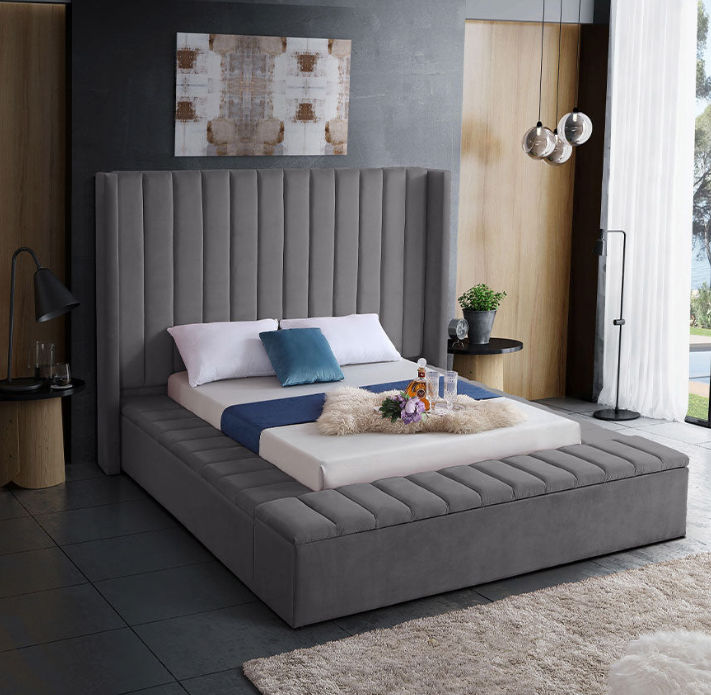 Whimsy Sleigh Bed Double -Grey