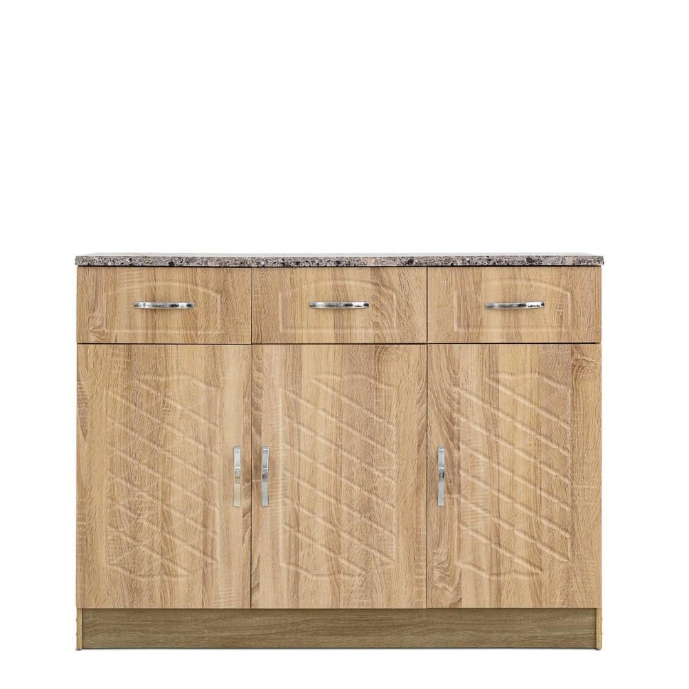 3-Door High Gloss Kitchen Base Unit 120cm – Modern Storage Cabinet with Silver Handles