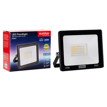 LED 20w Floodlight Black with Day Night Sensor - Box