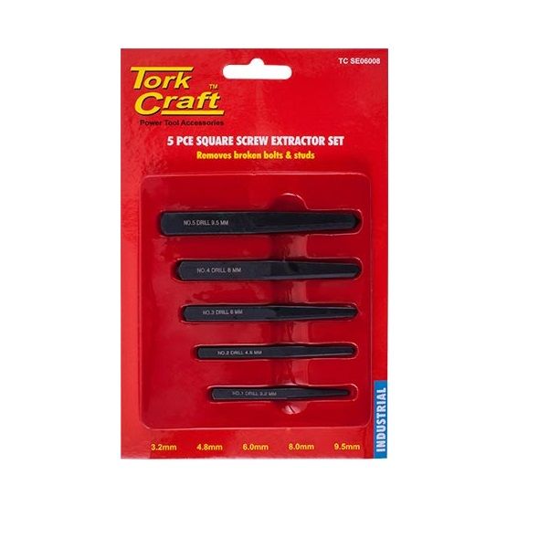 Tork Craft - Square Screw Extractor Set 5Piece - 2 Pack
