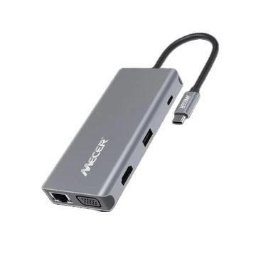 Mecer Type C Universal Docking Station W Vga X1 Hdmi X1 Usb3.0 X3 Tf&Sd Rj45 X1 Audio Jack Pd Support Up To 100W Cable In15Cm.