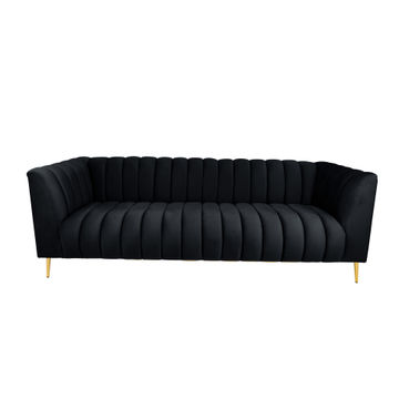 Zoey 3 Seater Stripe Couch - Black
