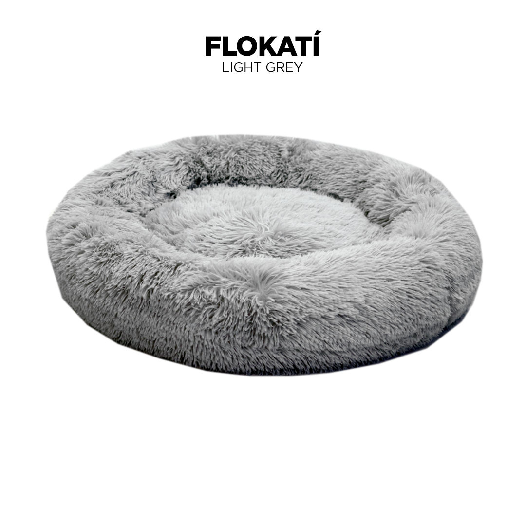 Light-Grey Long-Fur Fluffy Flokati Medium 70cm IREMIA Dog Bed