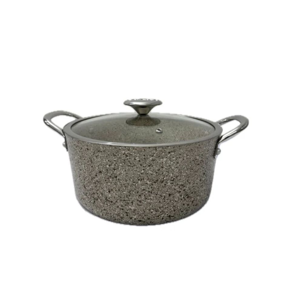 OMS 22cm Sand Beige Induction Deep Pot – Non-Stick Cooking Pot for All Stovetops