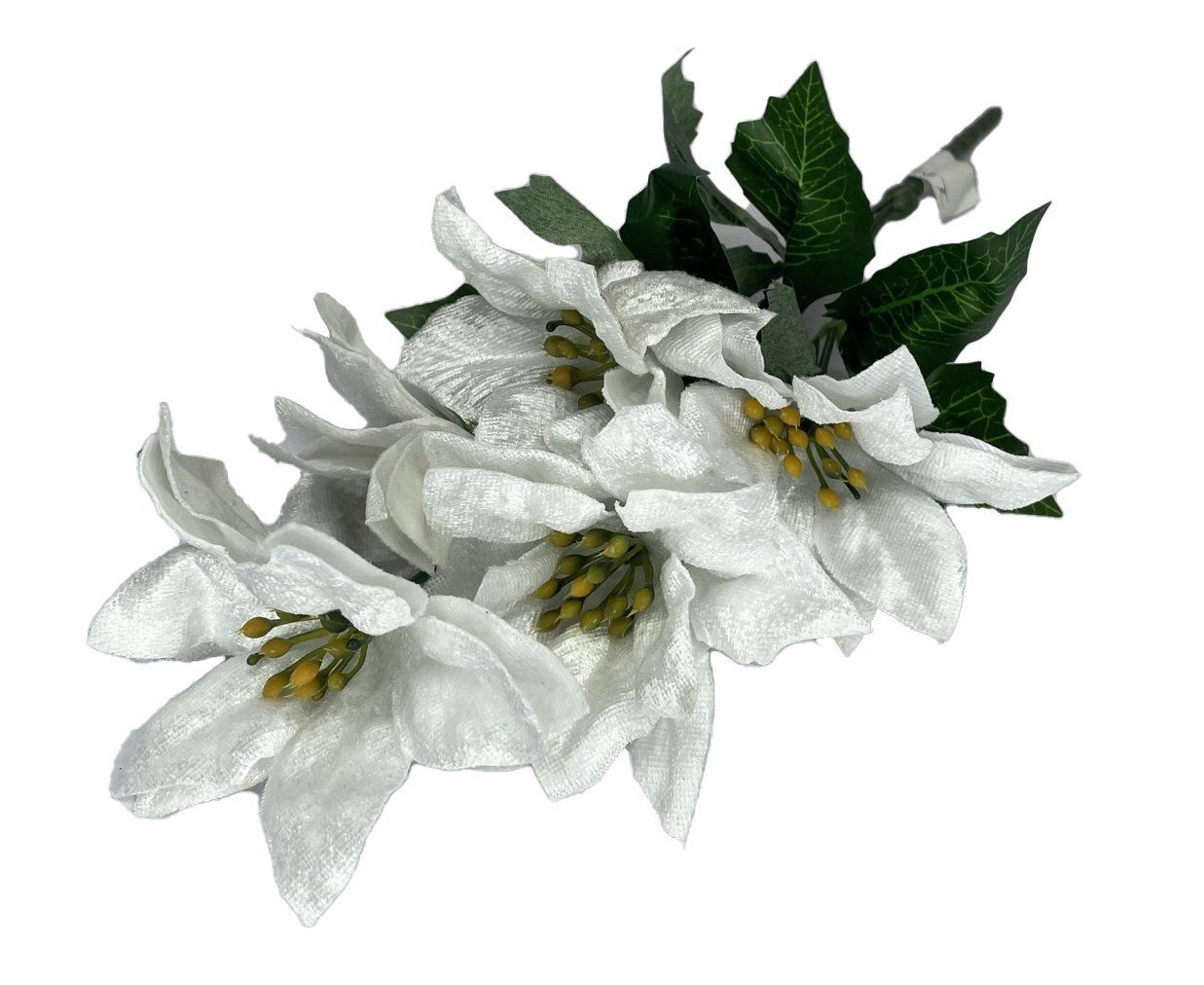POINSETTIA 5 HEADS 33X12CM WHITE