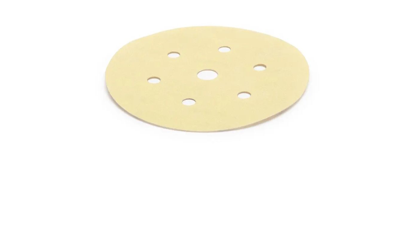 Gold Sanding Disc, Grip, 61 Holes, 150mm, P100 (4 pack) BY WOODLY