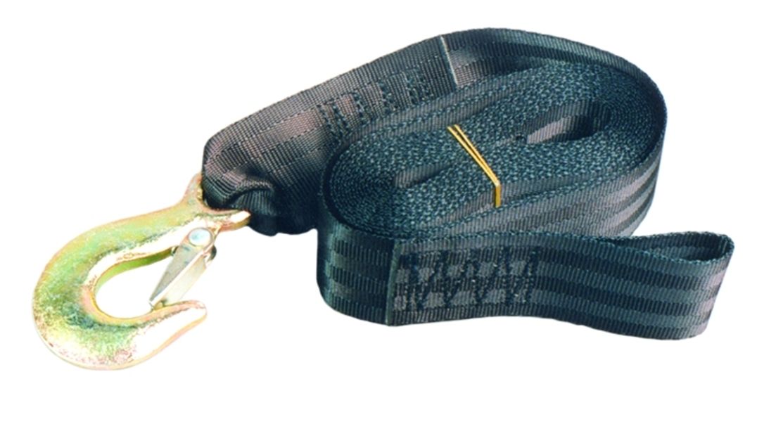 Belt Type Winch Strap with Large Self Latching Eye Hook - 4.5 Meters Long