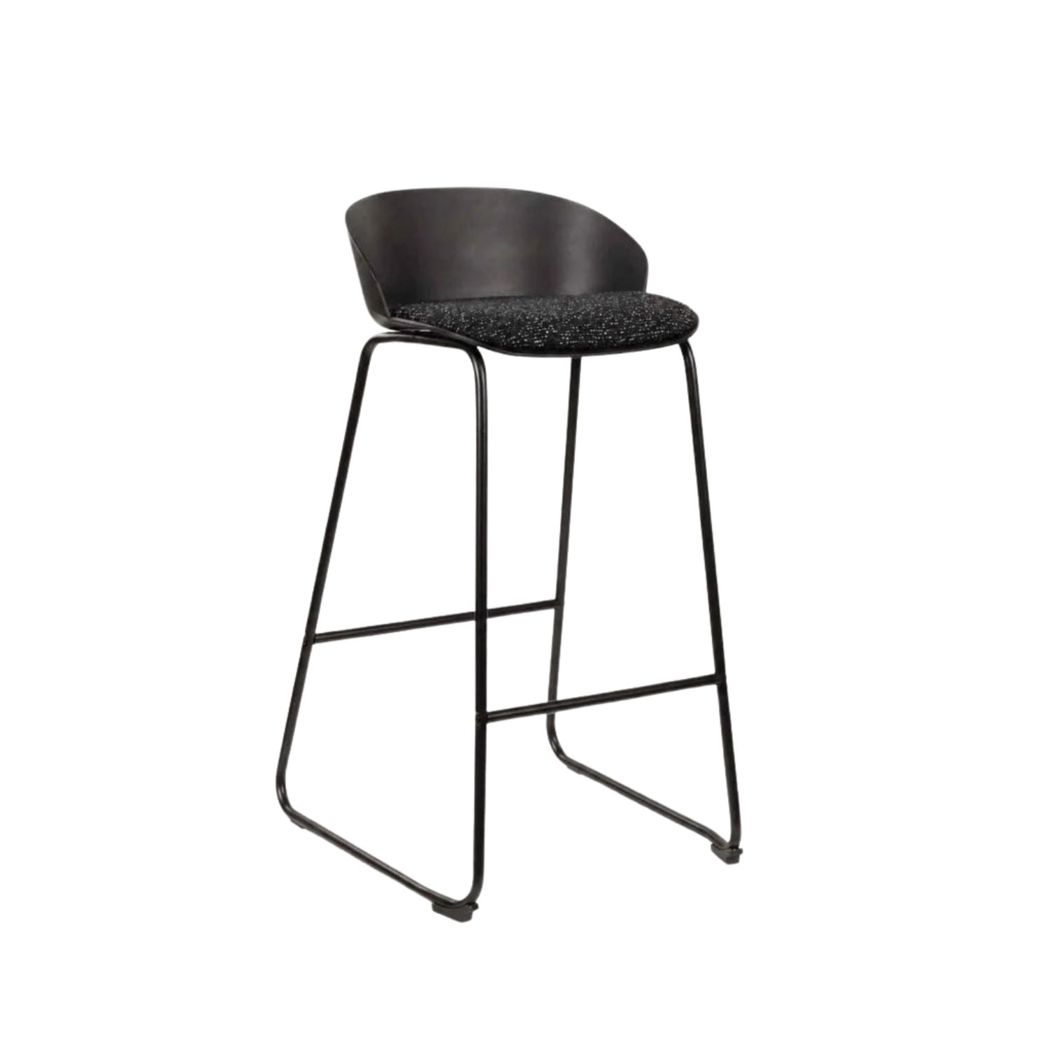 Modern Black Barstool with Footrest