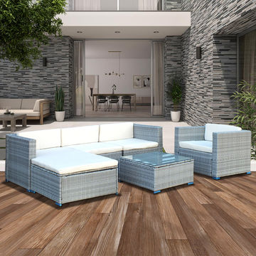 Shayd - 6PC Cyprus Outdoor Rattan Patio Set