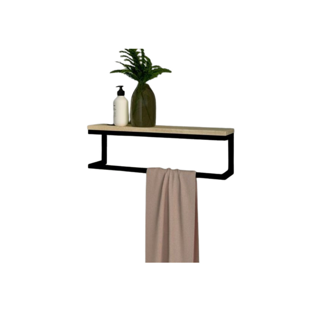 Towel rack 800mm with Rubberwood shelf