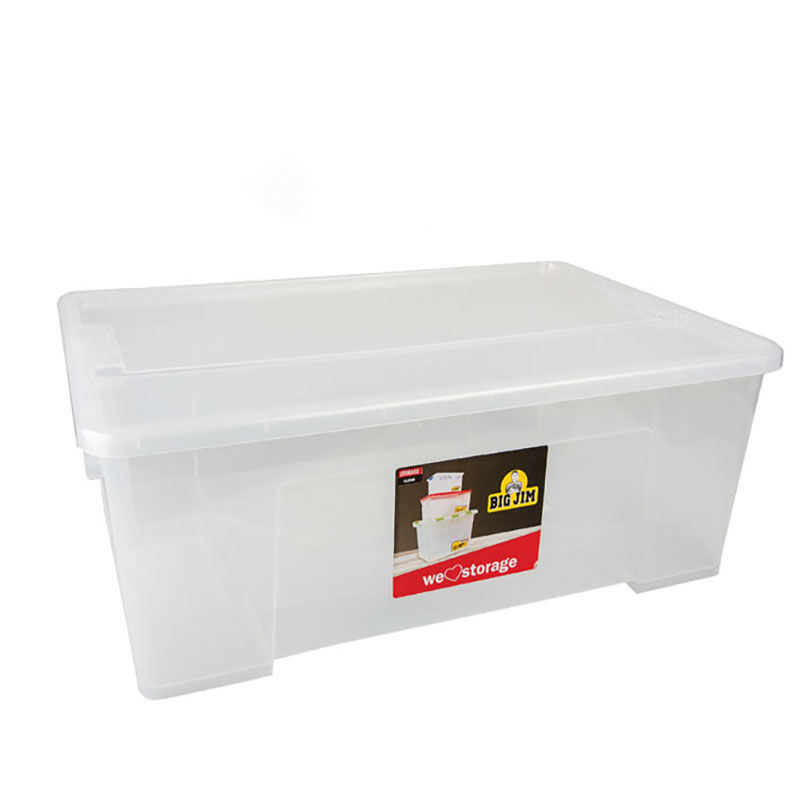 Storage Box - Plastic - Transparrent - 30L - 55cm x 38cm x 19cm - 3 Pack