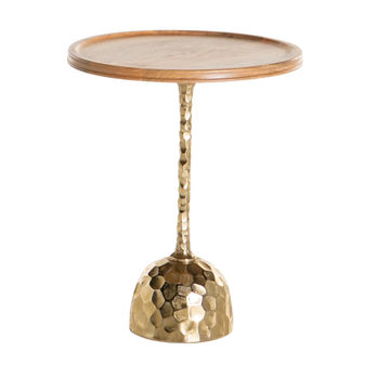 Juno 46Cm Round Side Table - Wooden Top/Gold Base