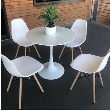 5pc Emma Modern Round Dining table set (White)