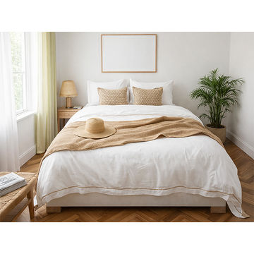 Premium Collection - Satin Stitch Duvet Cover Set - Creme Brulee - King - (1 Set)