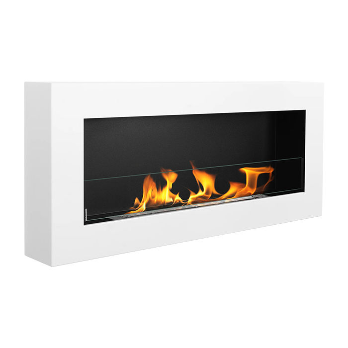 NOVAFLAME - Wall-mounted Bio-Fireplace with glass 900x400 Box white structural matte