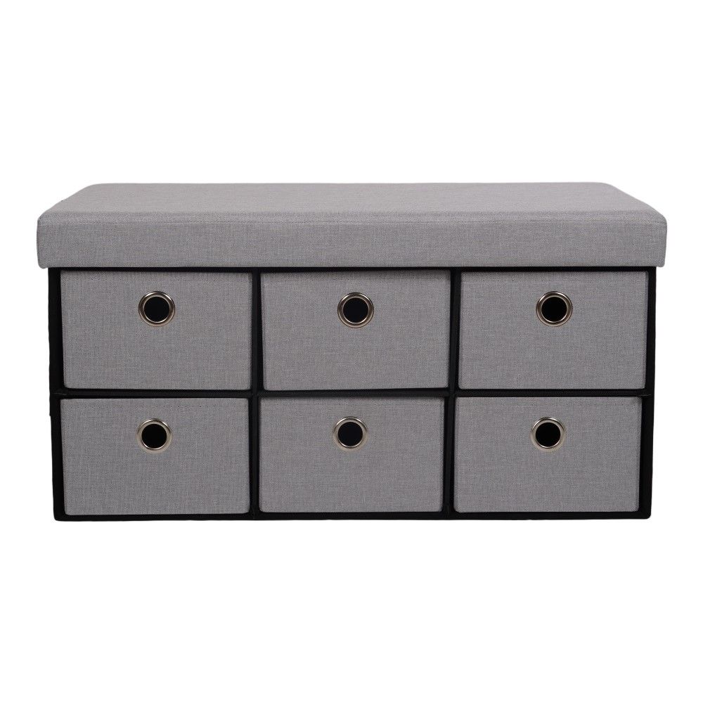 Aurora Foldable Storage Ottoman/Stool With Six Drawers