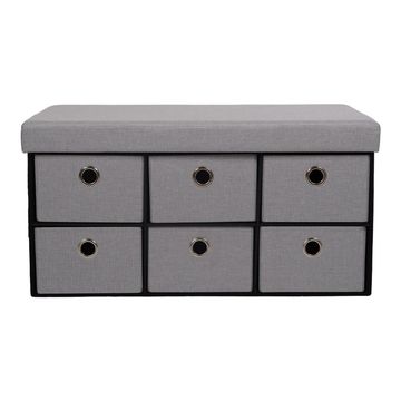 Aurora Foldable Storage Ottoman/Stool With Six Drawers