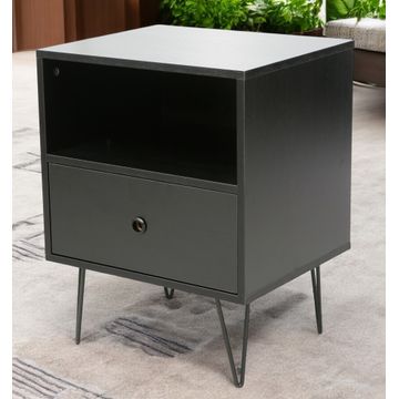 Indra Nightstand, Pedestal Black