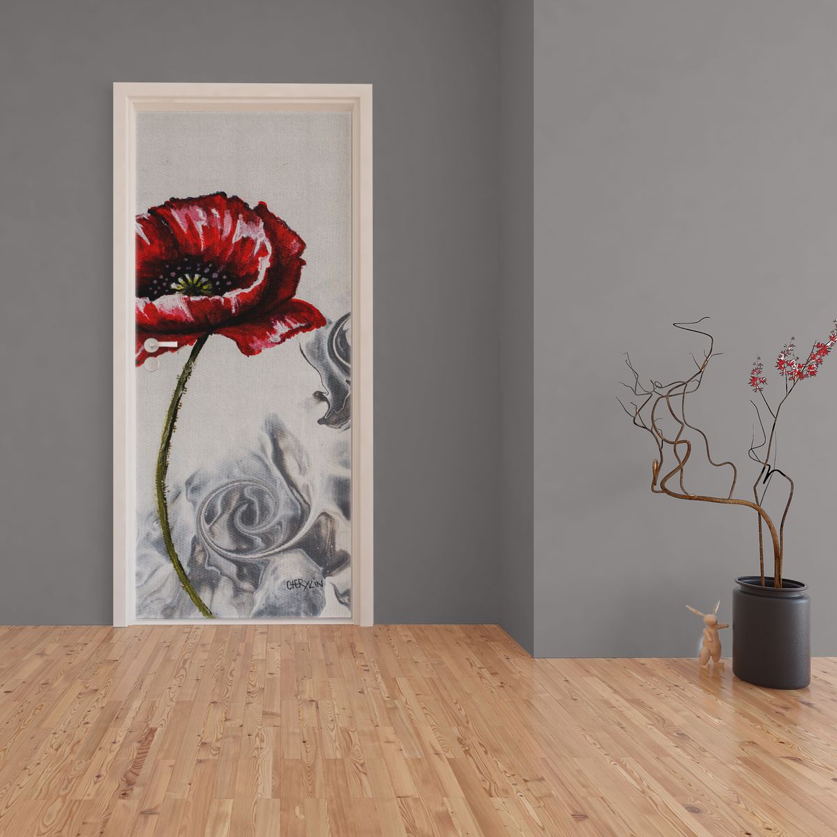 Decoupage - Poppy In Crashing Waves By Cherylin Louw Door | LEROY ...