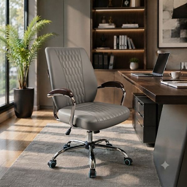 GOF Furniture Preston Mid-Back Office Chair – Grey PU Leather
