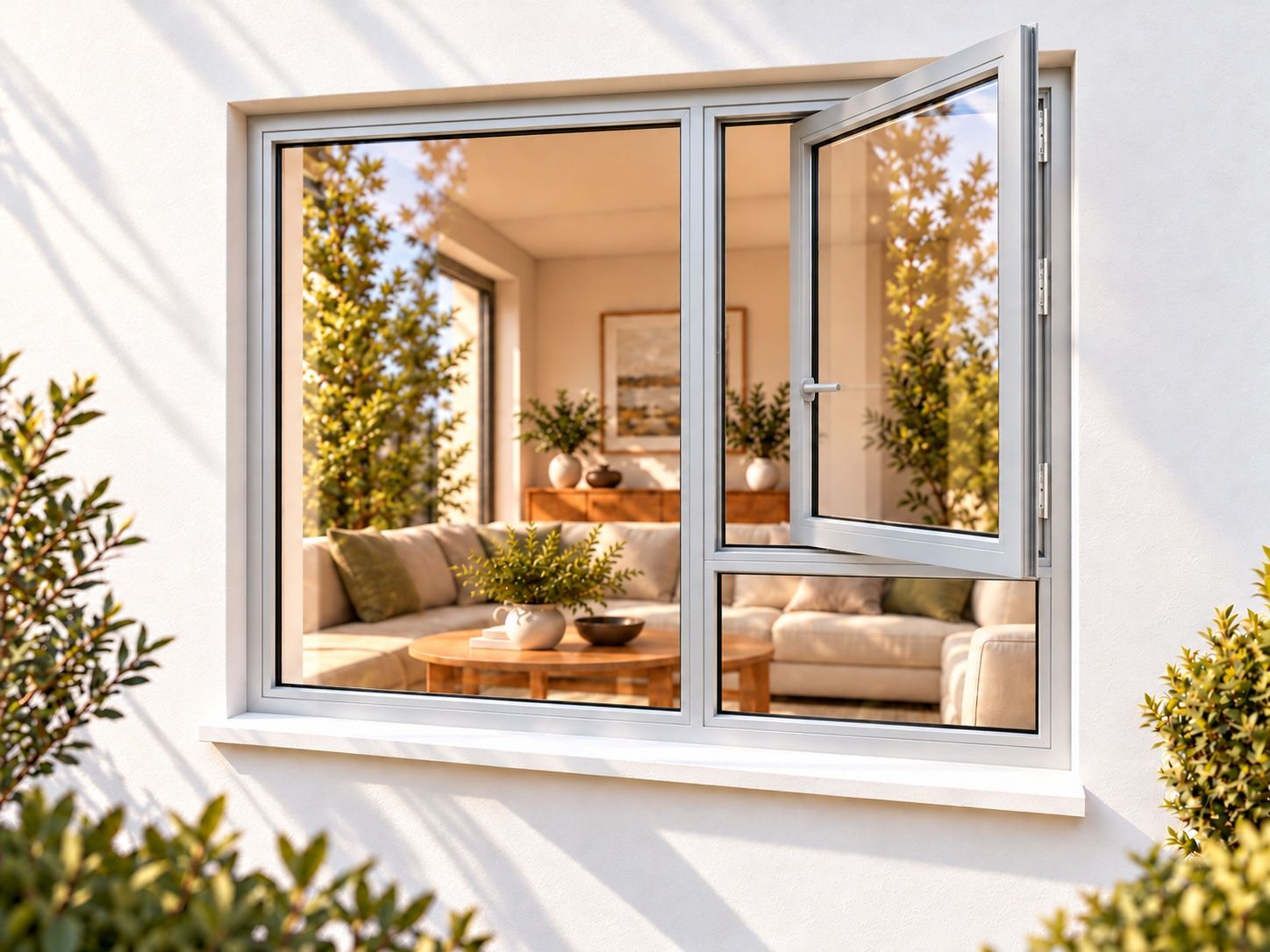 Kenzo Premium Side-Hung Aluminium Window - Silver, 1500 1500 mm, Right Side Opener with Fixed Bottom Pane