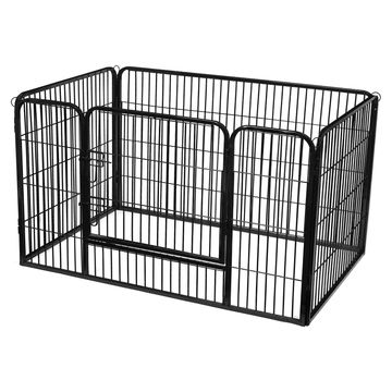 PORTABLE STEEL PET PLAYPEN, FOLDABLE BLACK PANELS