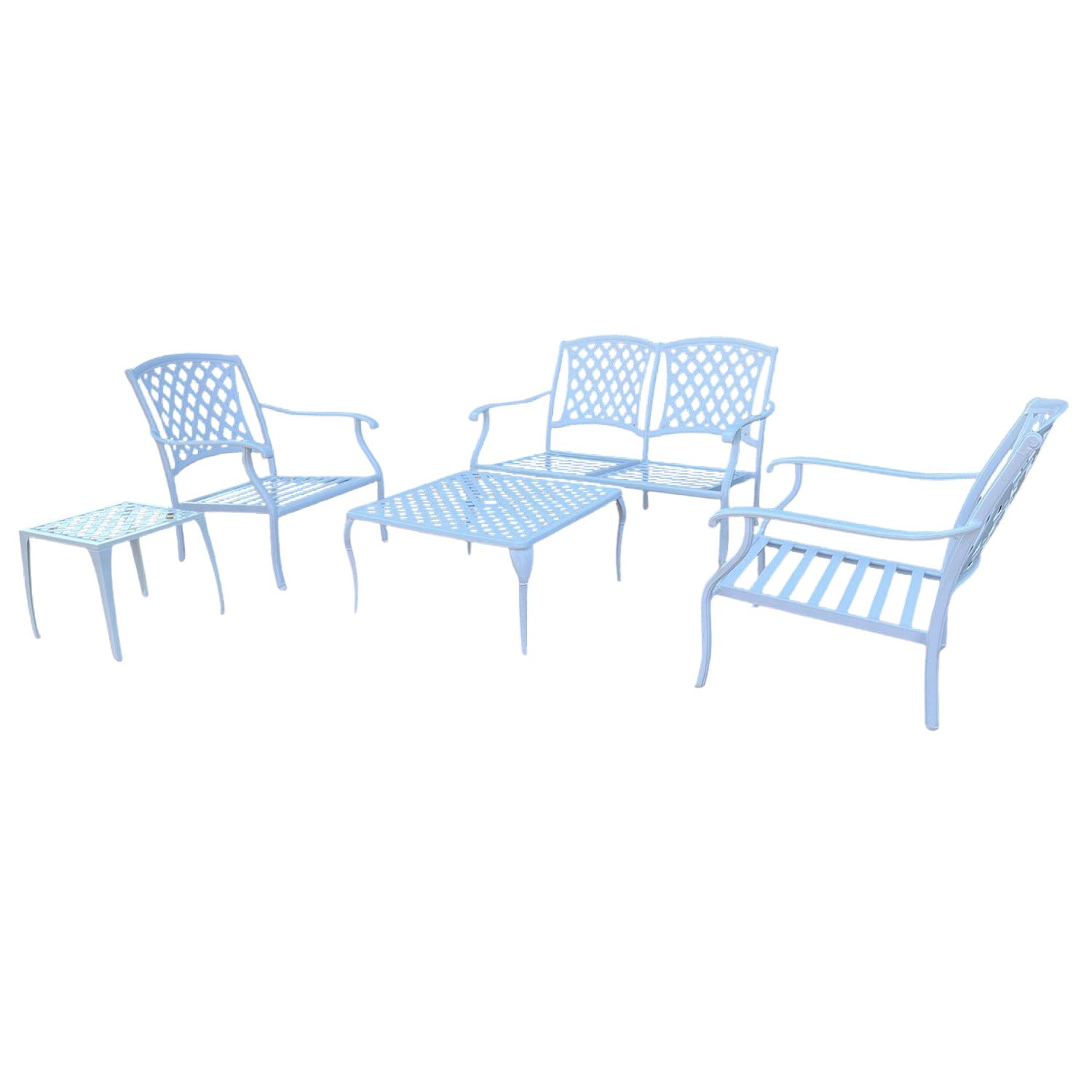 Aluminium Lounge Set 5-Piece 4-Seater (White)