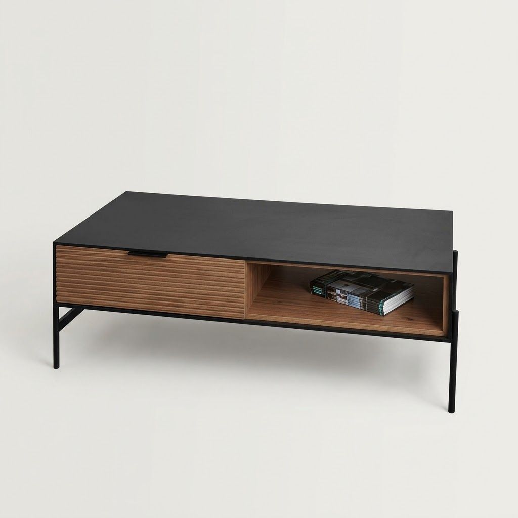 MP-Home and Kitchen 1-Drawer TV Stand Tunis Series Black and Brown 1240 x 435 x 600 mm