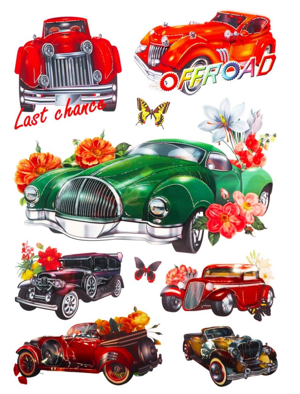 5D Wall Art Vintage Cars Sticker Sheet Option  - 7