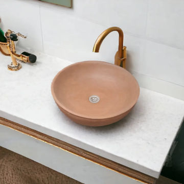 Choc Plum Round Concave Handmade Concrete Countertop Butler Basin/Sink 4214cm