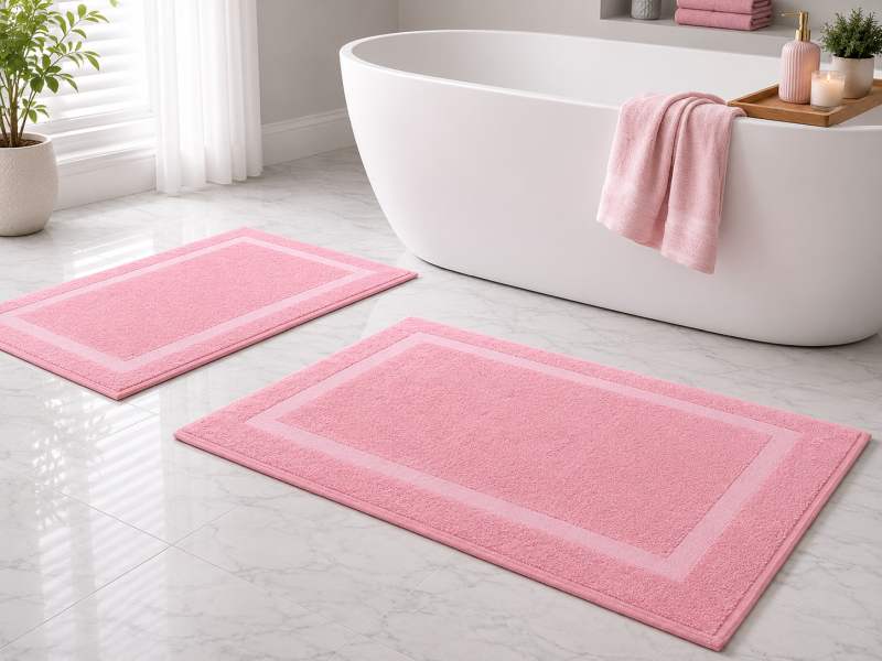 Plush 750GSM - Bath Mat - 050x080cm - English Rose(2pc Pack)